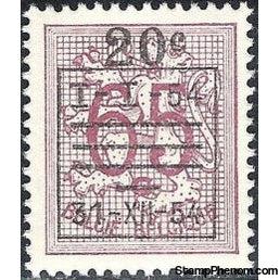 Belgium 1954 Definitives - Digit on Heraldic Lion - Precancellation and Surcharged-Stamps-Belgium-StampPhenom