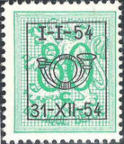 Belgium 1954 Definitives - Digit on Heraldic Lion - Precancellations-Stamps-Belgium-StampPhenom