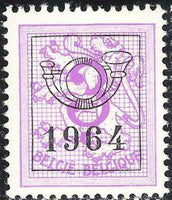 Belgium 1964 Definitives - Digit on Heraldic Lion - Precancellations-Stamps-Belgium-StampPhenom