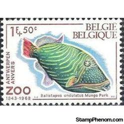 Belgium 1968 Solidarity - 125th Anniversary Zoo Antwerp - Fish-Stamps-Belgium-StampPhenom