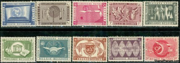 Belgium United Nations , 10 stamps