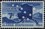 United States of America 1959 Big Dipper, North star, and Map of Alaska