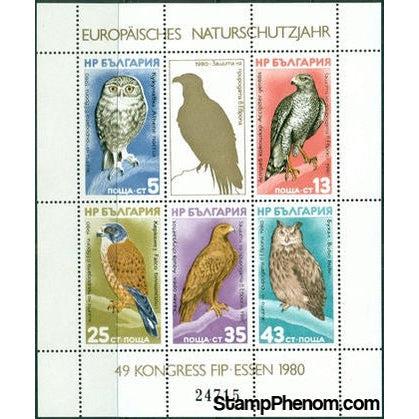 Bulgaria 1980 European Nature Conservation Year and 49th FIP Congress, Essen - Birds of Prey-Stamps-Bulgaria-StampPhenom
