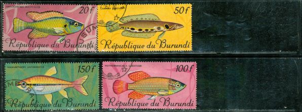 Burundi Fishes , 4 stamps Lot 2 - Burundi Fishes , 4 stamps Lot 2