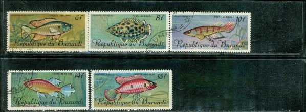 Burundi Fishes , 5 stamps - Burundi Fishes , 5 stamps