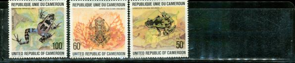 Cameroon Frogs , 3 stamps