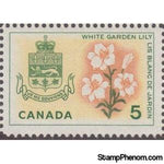 Canada 1964 White Garden Lily (Lilium candidum) and Arms of Quebec-Stamps-Canada-Mint-StampPhenom