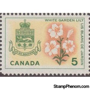 Canada 1964 White Garden Lily (Lilium candidum) and Arms of Quebec-Stamps-Canada-Mint-StampPhenom