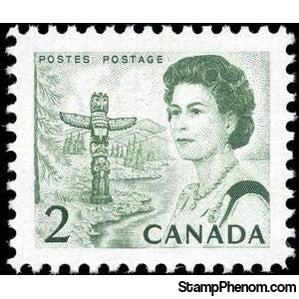 Canada 1967 QE II, totem pole and forest region on the Pacific coast-Stamps-Canada-StampPhenom