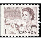 Canada 1968 Queen Elizabeth II, northern lights and dog sled team-Stamps-Canada-Mint-StampPhenom