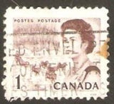 Canada 1971 Queen Elizabeth II, northern lights and dog sled team-Stamps-Canada-Mint-StampPhenom