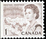 Canada 1971 Queen Elizabeth II, northern lights and dog sled team-Stamps-Canada-Mint-StampPhenom