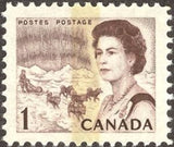 Canada 1971 Queen Elizabeth II, northern lights and dog sled team-Stamps-Canada-Mint-StampPhenom