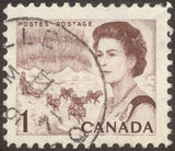 Canada 1971 Queen Elizabeth II, northern lights and dog sled team-Stamps-Canada-Mint-StampPhenom