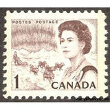 Canada 1971 Queen Elizabeth II, northern lights and dog sled team-Stamps-Canada-Mint-StampPhenom