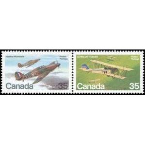 Canada 1980 Curtis JN-4 Canuck / Hawker Hurricane Mk 1-Stamps-Canada-StampPhenom