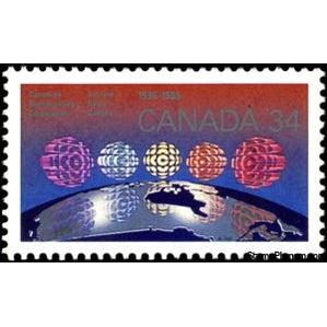 Canada 1986 Canadian Broadcasting Corporation - Map and CBC Logo-Stamps-Canada-Mint-StampPhenom