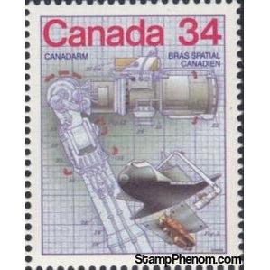 Canada 1986 Space Shuttle "Challenger" Launching Satellite with Canadarm-Stamps-Canada-Mint-StampPhenom