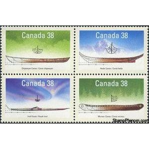 Canada 1989 Native Canadian Small Craft Block of 4-Stamps-Canada-Mint-StampPhenom