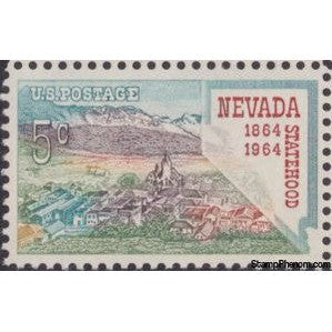 United States of America 1964 Centennial Nevada Statehood, Virginia City and Map of Nevada