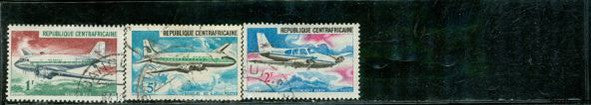 Central Africa Aircraft , 3 stamps