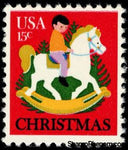 United States of America 1978 Child on Rocking Horse and Christmas Tree