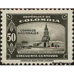 Colombia 1945 Clock Tower, Cartagena-Stamps-Colombia-StampPhenom