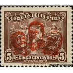 Colombia 1945 Coffee Picking Overprinted in Red-Stamps-Colombia-StampPhenom