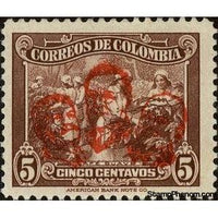 Colombia 1945 Coffee Picking Overprinted in Red-Stamps-Colombia-StampPhenom