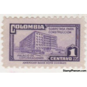 Colombia 1946 Ministry of Post and Telegraphs Building, 1c-Stamps-Colombia-Mint-StampPhenom