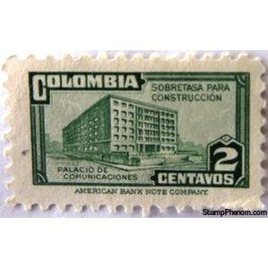 Colombia 1946 Ministry of Post and Telegraphs Building, 2c-Stamps-Colombia-StampPhenom