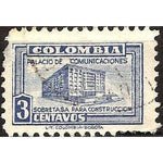 Colombia 1946 Ministry of Post and Telegraphs Building, 3c-Stamps-Colombia-StampPhenom