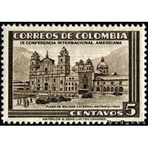 Colombia 1948 Metropolitan Cathedral, Bolivar Square, Bogotá-Stamps-Colombia-Mint-StampPhenom