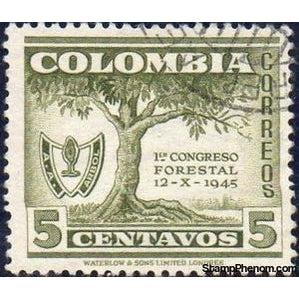 Colombia 1949 Tree and Congress Emblem-Stamps-Colombia-StampPhenom