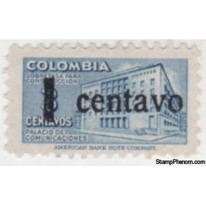 Colombia 1951 Communications Building Overprinted-Stamps-Colombia-Mint-StampPhenom