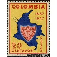 Colombia 1951 Map and Badge-Stamps-Colombia-StampPhenom