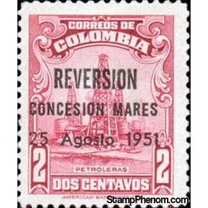 Colombia 1951 Oil Wells Overprinted-Stamps-Colombia-StampPhenom