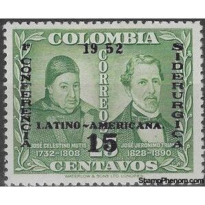 Colombia 1952 Jose Celestino Mutis and Jose Jerónimo Triana-Stamps-Colombia-StampPhenom