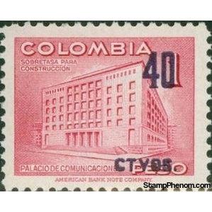 Colombia 1953 Communications Building Overprinted-Stamps-Colombia-StampPhenom