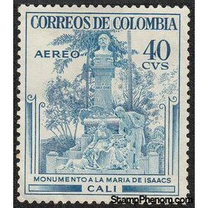 Colombia 1954 George Isaacs monument, Cali-Stamps-Colombia-StampPhenom