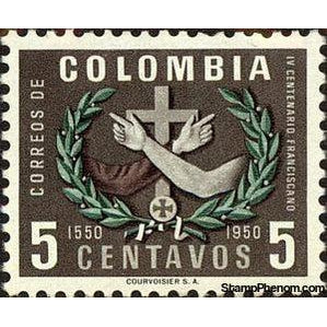 Colombia 1954 Symbol of the Franciscans-Stamps-Colombia-StampPhenom