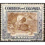 Colombia 1956 Gold washer, Gold Mining, Nariño-Stamps-Colombia-StampPhenom