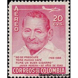 Colombia 1956 Javier Pereira (1789-1956)-Stamps-Colombia-StampPhenom