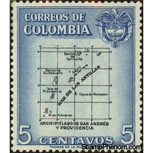 Colombia 1956 Map of San Andres Archipelago-Stamps-Colombia-StampPhenom