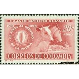 Colombia 1957 Cattle (Bos primigenius taurus), Horse (Equus ferus caballus-Stamps-Colombia-StampPhenom