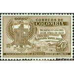 Colombia 1957 Coat of Arms, Academy, 20c-Stamps-Colombia-StampPhenom