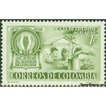 Colombia 1957 Emblem and dairy farm, 1c-Stamps-Colombia-Mint-StampPhenom