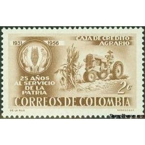 Colombia 1957 Emblem and tractor, 2c-Stamps-Colombia-Mint-StampPhenom