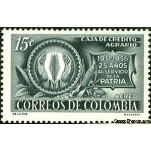 Colombia 1957 Emblem, coffee and corn, 15c-Stamps-Colombia-StampPhenom