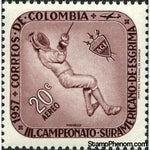 Colombia 1957 Fencer, 20c-Stamps-Colombia-StampPhenom